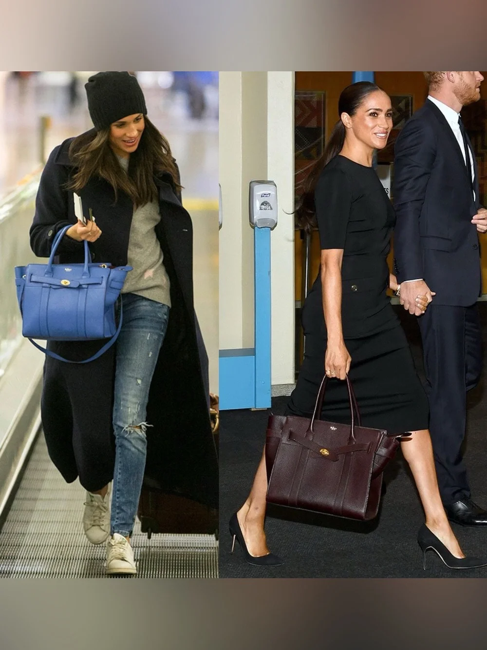Mulberry Belted Bayswater Tote Slate Blue Leather Tote Bag Meghan Markle